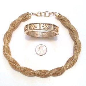 Thick braided choker & elephant bracelet